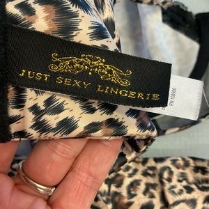 Women's Leopard Print Slip - Beige/Black bra skirt set